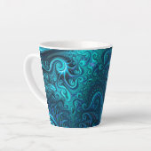 Abstract kleurig blauw en Blauwgroen spiraal patro Latte Mok (Linkerhoek)