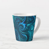 Abstract kleurig blauw en Blauwgroen spiraal patro Latte Mok (Rechterhoek)