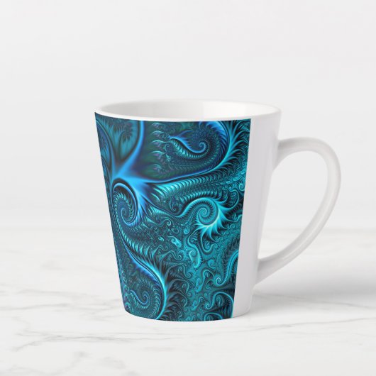 Abstract kleurig blauw en Blauwgroen spiraal patro Latte Mok (Rechts)