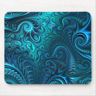 Abstract kleurig blauw en Blauwgroen spiraal patro Muismat