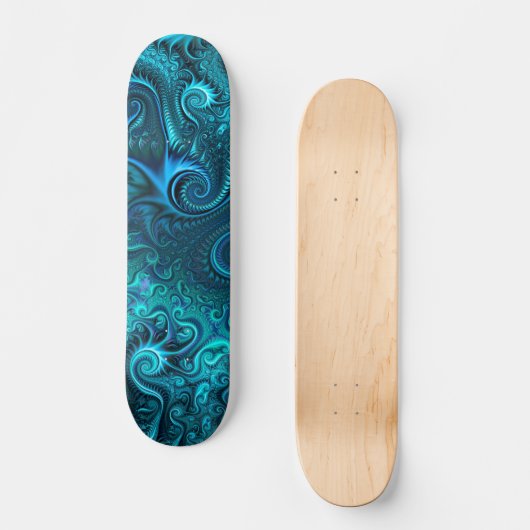 Abstract kleurig blauw en Blauwgroen spiraal patro Persoonlijk Skateboard (Voorkant)