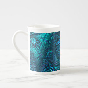 Abstract kleurig blauw en Blauwgroen spiraal patro Porselein Kop
