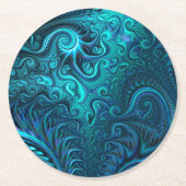 Abstract kleurig blauw en Blauwgroen spiraal patro Ronde Kartonnen Onderzetter (Voorkant)