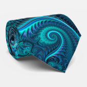 Abstract kleurig blauw en Blauwgroen spiraal patro Stropdas (Opgerold)
