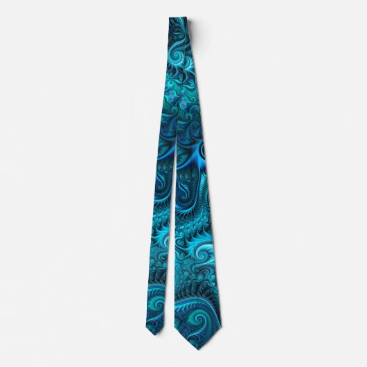 Abstract kleurig blauw en Blauwgroen spiraal patro Stropdas (Achterkant)