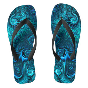 Abstract kleurig blauw en Blauwgroen spiraal patro Teenslippers
