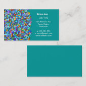 Abstract kleurig blauw mozaïekpatroon visitekaartje (Voorkant / Achterkant)