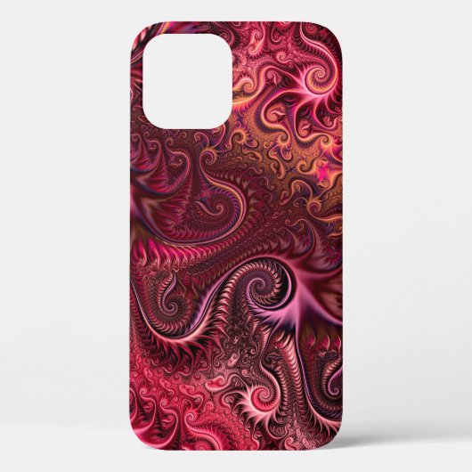 Abstract kleurig Burgundy Carmine Spiral Patroon Case-Mate iPhone Case (Achterkant)