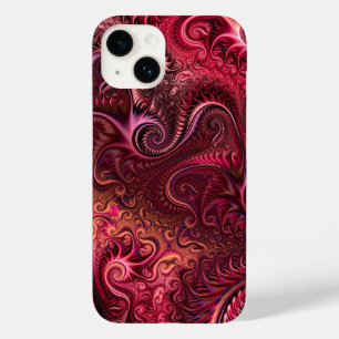 Abstract kleurig Burgundy Carmine Spiral Patroon Case-Mate iPhone 14 Hoesje