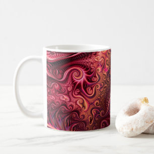 Abstract kleurig Burgundy Carmine Spiral Patroon Koffiemok