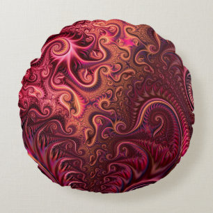 Abstract kleurig Burgundy Carmine Spiral Patroon Rond Kussen