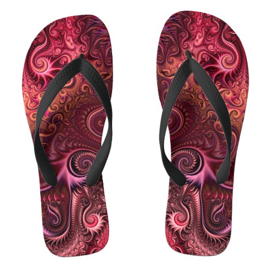 Abstract kleurig Burgundy Carmine Spiral Patroon Teenslippers (Voetbed)