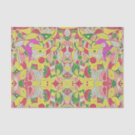 Abstract kleurig fragmentair patchwork tissuepapier (Voorkant)