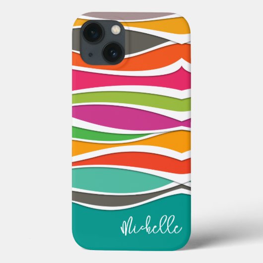 Abstract kleurig geometrisch golvend patroon naam Case-Mate iPhone case (Achterkant)