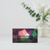 Abstract kleurig mozaïektegelpatroon visitekaartje (Staand voorkant)