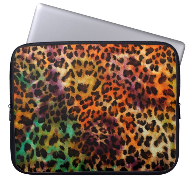abstract kleurig patroon van leopartextuur laptop sleeve (Voorkant)