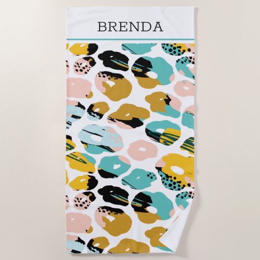 Abstract kleurig patroon van organische vormen strandlaken (Voorkant)