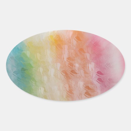 Abstract kleurig roze rood geel blauw blanco ovale sticker (Voorkant)