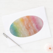 Abstract kleurig roze rood geel blauw blanco ovale sticker (Envelop)