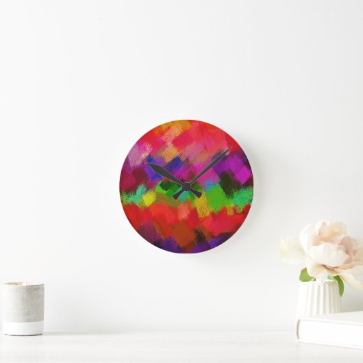 Abstract kleurig schilderen #3 ronde klok (Huis)