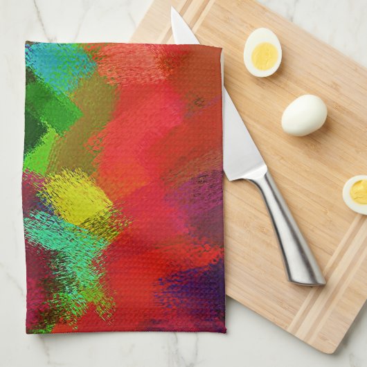 Abstract kleurig schilderen #3 theedoek (Quarter Fold)