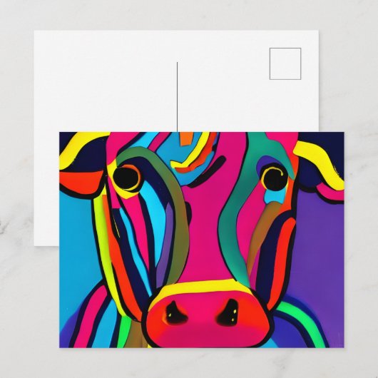Abstract kleurig schilderij van de koe briefkaart (Voorkant / Achterkant)