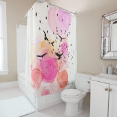 Abstract kleurig vogelpatroon douchegordijn (In situ)