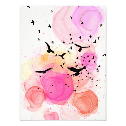 Abstract kleurig vogelpatroon foto afdruk (Voorkant)