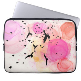 Abstract kleurig vogelpatroon laptop sleeve