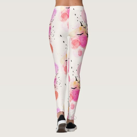 Abstract kleurig vogelpatroon leggings (Achterkant)