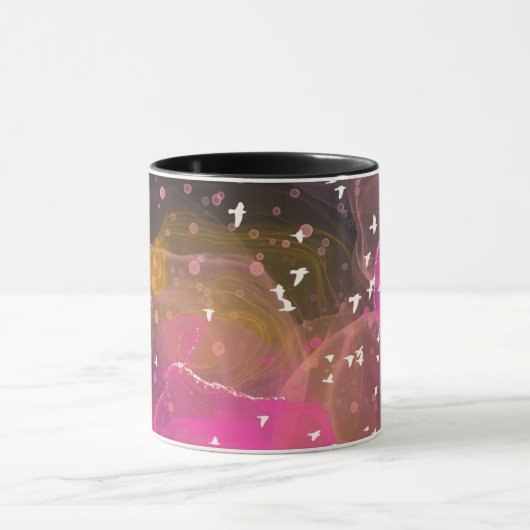 Abstract kleurig vogelpatroon mok (Midden)