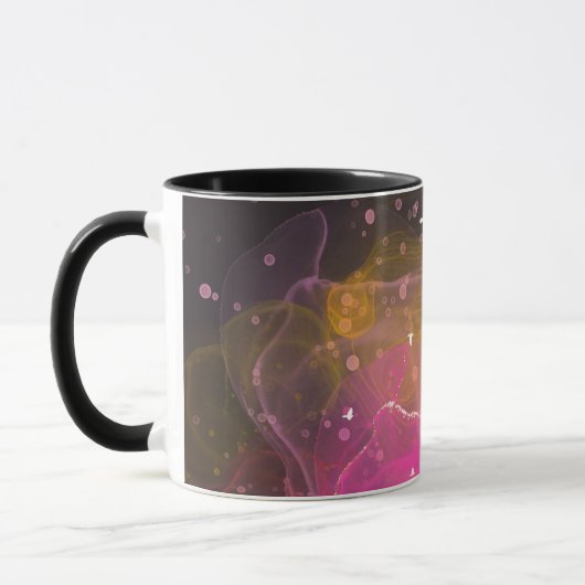 Abstract kleurig vogelpatroon mok (Links)