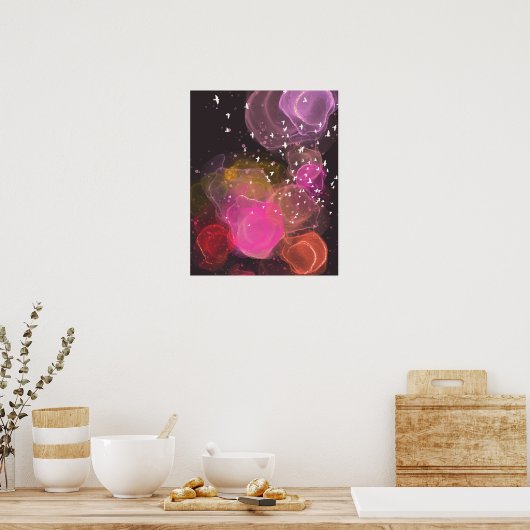 Abstract kleurig vogelpatroon poster (Keuken)