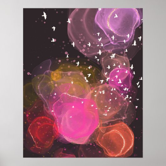 Abstract kleurig vogelpatroon poster (Voorkant)