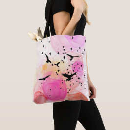Abstract kleurig vogelpatroon tote bag