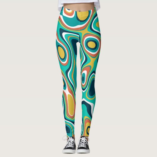 Abstract kleurig vormpatroon leggings (Voorkant)