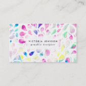 Abstract kleurig waterverf druppelpatroon visitekaartje (Voorkant)