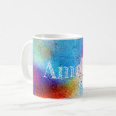 Abstract kleurig waterverf patroon koffiemok (Voorkant links)