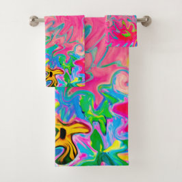 Abstract kleuring van de bloemtuin bad handdoek