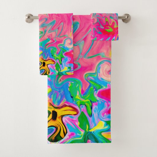 Abstract kleuring van de bloemtuin bad handdoek (Insitu)