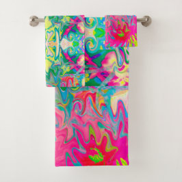 Abstract kleuring van de bloemtuin bad handdoek