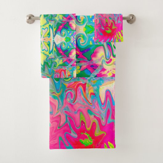 Abstract kleuring van de bloemtuin bad handdoek (Insitu)