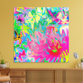Abstract kleuring van de bloemtuin canvas afdruk (Insitu (Woonkamer))