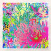 Abstract kleuring van de bloemtuin glazen onderzetter (Voorkant)