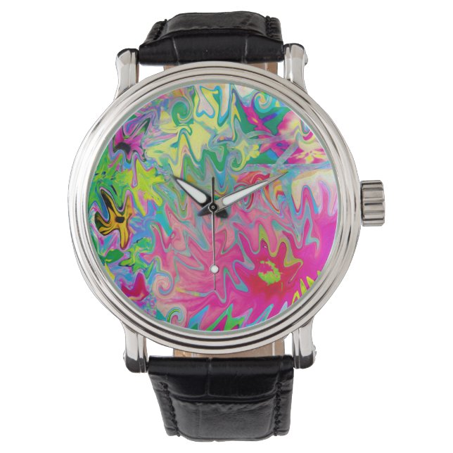 Abstract kleuring van de bloemtuin horloge (Voorkant)
