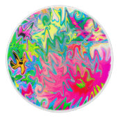 Abstract kleuring van de bloemtuin keramische knop (Voorkant)