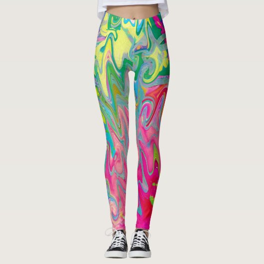 Abstract kleuring van de bloemtuin leggings (Voorkant)