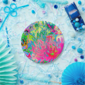 Abstract kleuring van de bloemtuin papieren bordje (Feest)