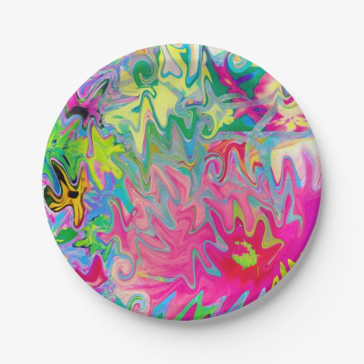 Abstract kleuring van de bloemtuin papieren bordje (Voorkant)