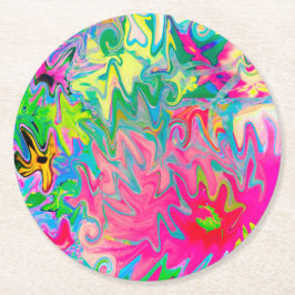 Abstract kleuring van de bloemtuin ronde kartonnen onderzetter